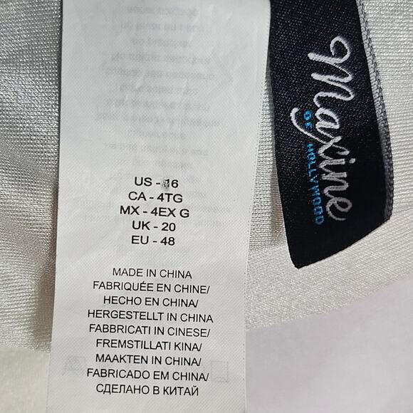 Maxine of Hollywood One Piece Blouson Swimsuit w/ Keyhole Black White Size 16 - Picture 8 of 10